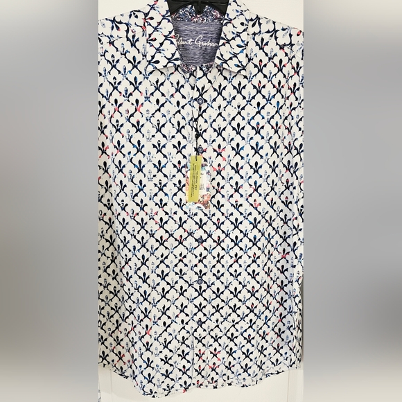 Robert Graham Navy and Red Patterned Button Down Shirt - Picture 2 of 10